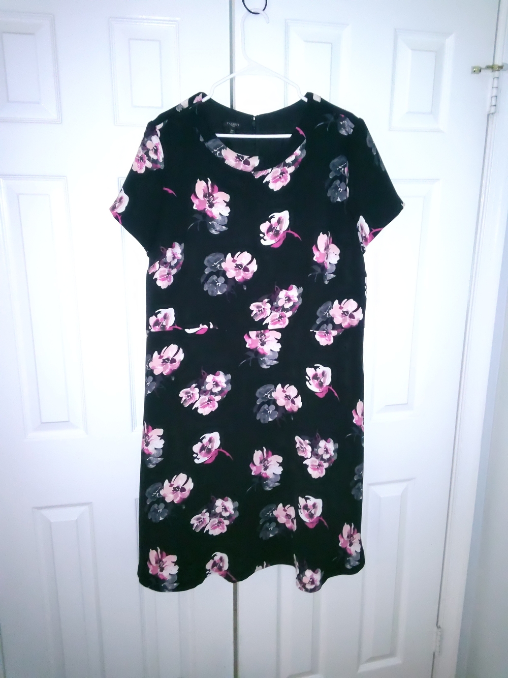 Talbots Black Dress with Pink Floral Print